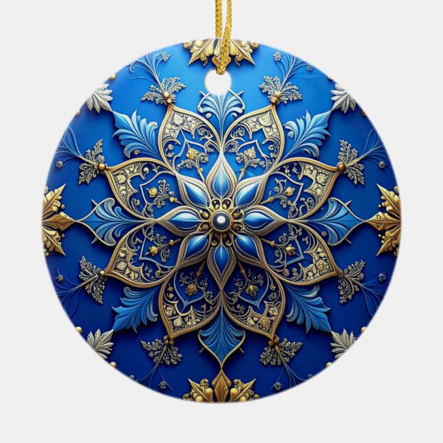 Blaues Gold Dekoratives Weihnachtsornament (Vorne)