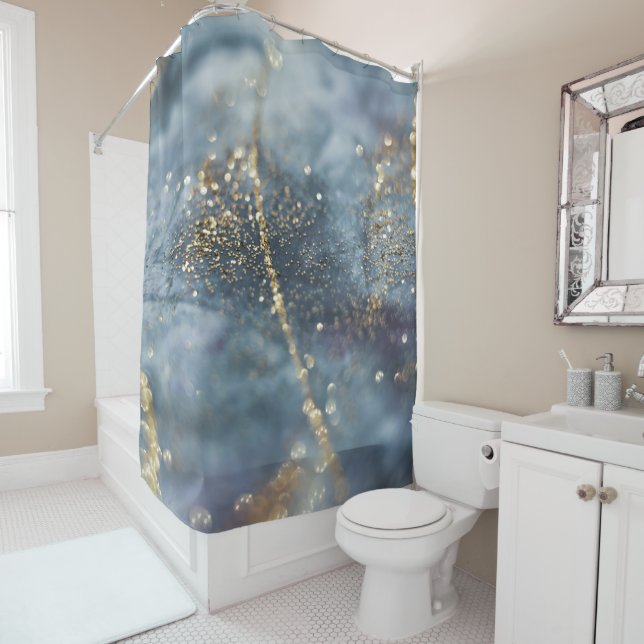 Blaues Gold Glitter Glam 1 Duschvorhang (Beispiel)