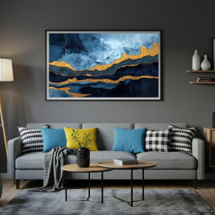 Blaues Gold Leinwanddruck