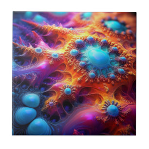 Blaues Gold & Lila psychedelisches Fraktal Fliese