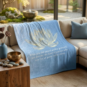 Blaues Gold Lotus Yoga Meditationstrainer Zitate Fleecedecke