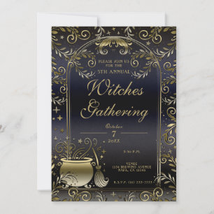 Blaues Gold Magisches Verspieltes Wicca Hexentreff Einladung