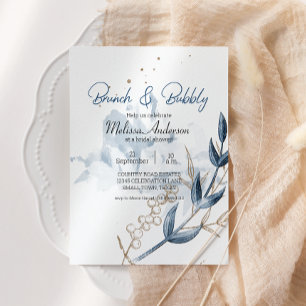 Blaues Gold Modernes Florales Elegantes Braut-Brun