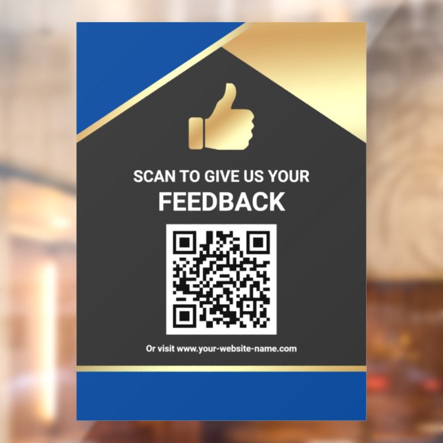 Blaues Gold QR-Code Kundenfeedback Bewertung Fensteraufkleber (Blatt 2)