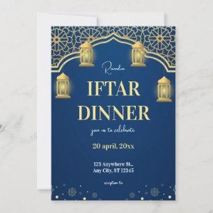 Blaues Gold Ramadhan-Iftar-Dinner Einladung