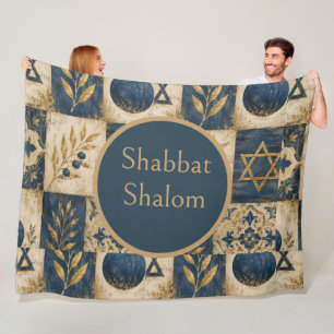 Blaues Gold, Rustikale Farmhouse-Judaica-Ästhetik Fleecedecke