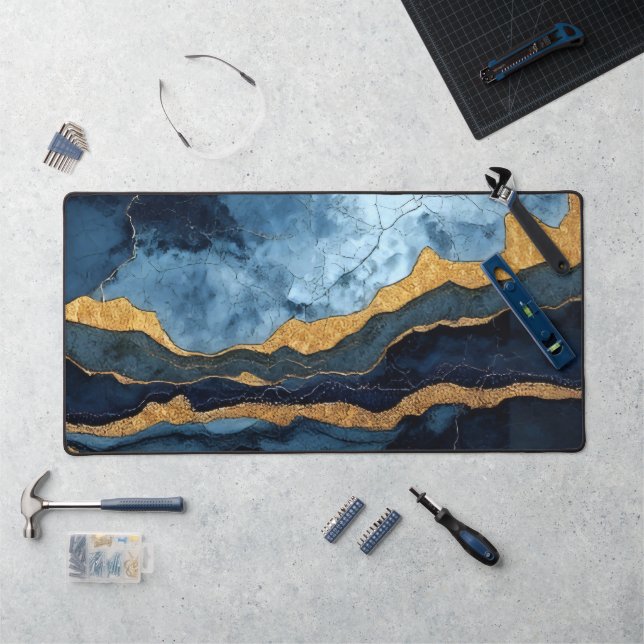 Blaues Gold Schreibtischunterlage (Arbeitsplatz)