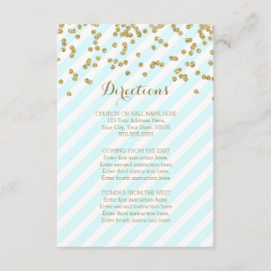 Blaues Gold Stripes Hochzeits-Richtungs-Karten Begleitkarte