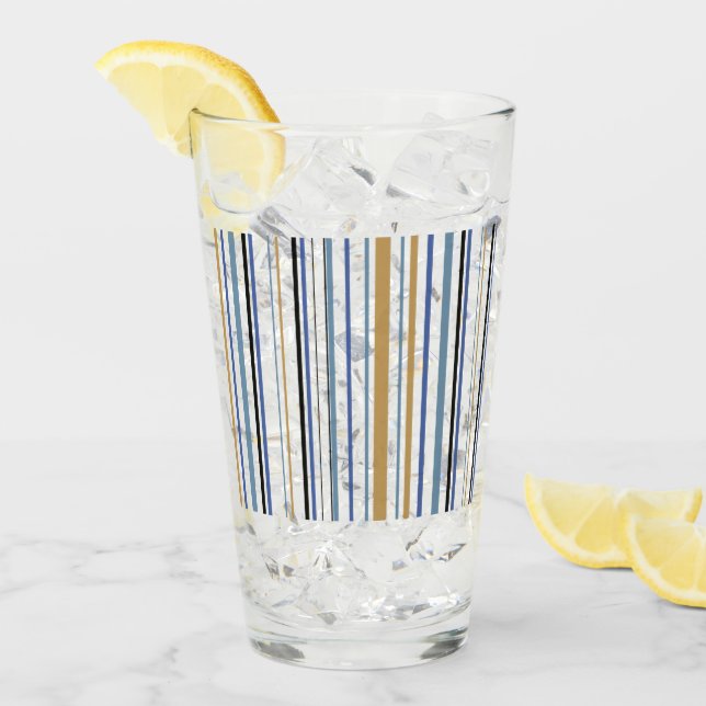 Blaues Gold und weiße Streifen Glas (Vorderseite Ice)