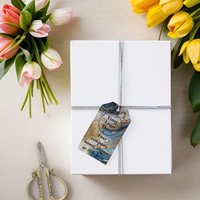 Blaues Gold und weißer Marmor Geschenkanhänger (Von Creator hochgeladen)