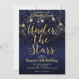 Blaues Gold unter den Sternen Starry Night Sweet 1 Einladung