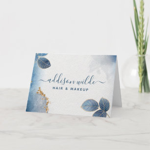 Blaues Gold Wasserfarbe Botanisches Geschäft Danke Karte