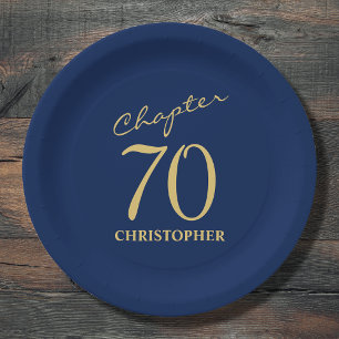 Blaues Gold zum 70. Geburtstag Pappteller