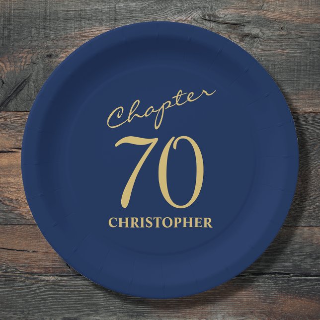 Blaues Gold zum 70. Geburtstag Pappteller (Von Creator hochgeladen)