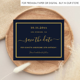 Blaues Goldbudget Save the Date Flyer