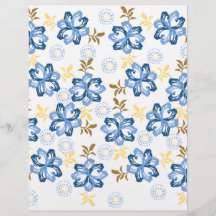 Blaues & goldenes Blumenschrappbuchpapier