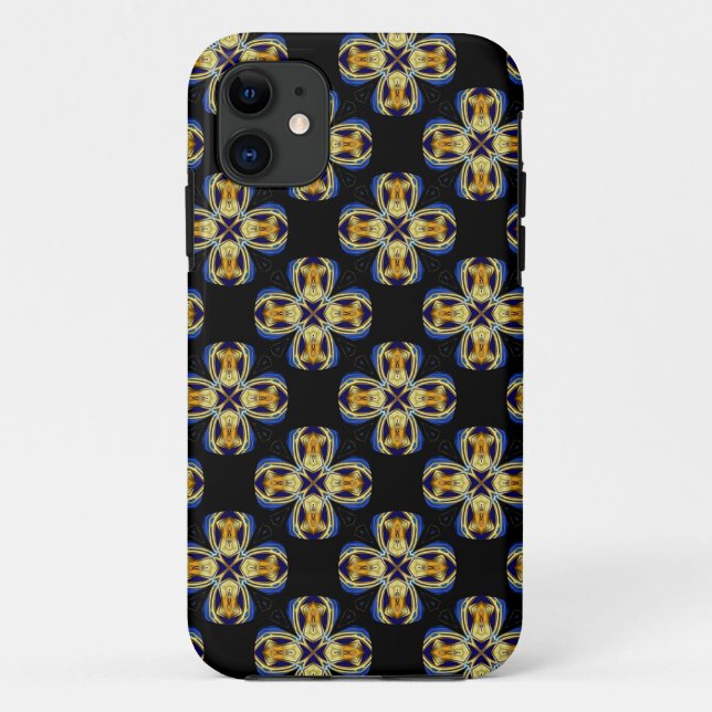 Blaues goldenes Sternenmuster Case-Mate iPhone Hülle (Rückseite)