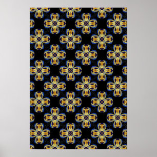 Blaues goldenes Sternenmuster Poster