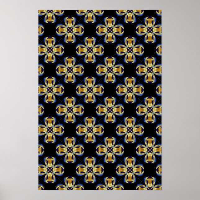 Blaues goldenes Sternenmuster Poster (Vorne)