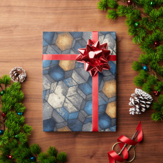 Blaues & goldenes urbanes Hex-Wrap-Papier Geschenkpapier