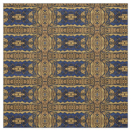 Blaues Goldkunst Nouveau Muster-Gewebe Stoff