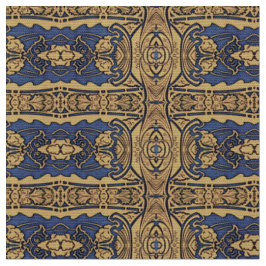 Blaues Goldkunst Nouveau Muster-Gewebe Stoff
