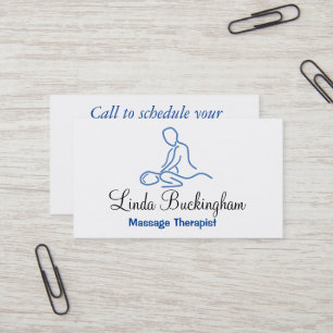 Blaues grafisches Massage-Therapeut-Logo Visitenkarte