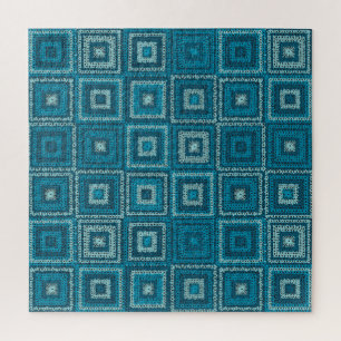 Blaues Granny Square Muster Puzzle