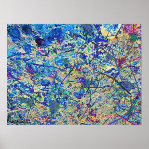 blaues Gras und Blume Poster