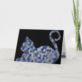 Blaues Grau-entspannte Mosaik-Katzen-Gruß-Karten Karte