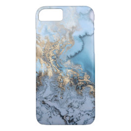 Blaues Grau-Goldmoderne Marmorbeschaffenheit kaum Case-Mate iPhone Hülle