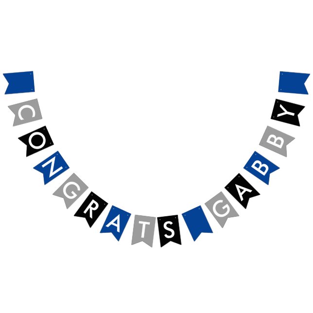 Blaues Grau-Schwarz-Glückwünsche Wimpelkette (Alle)