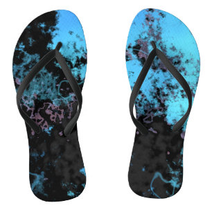 Blaues, graues und lila Marmor-Abstrakt Flip Flops