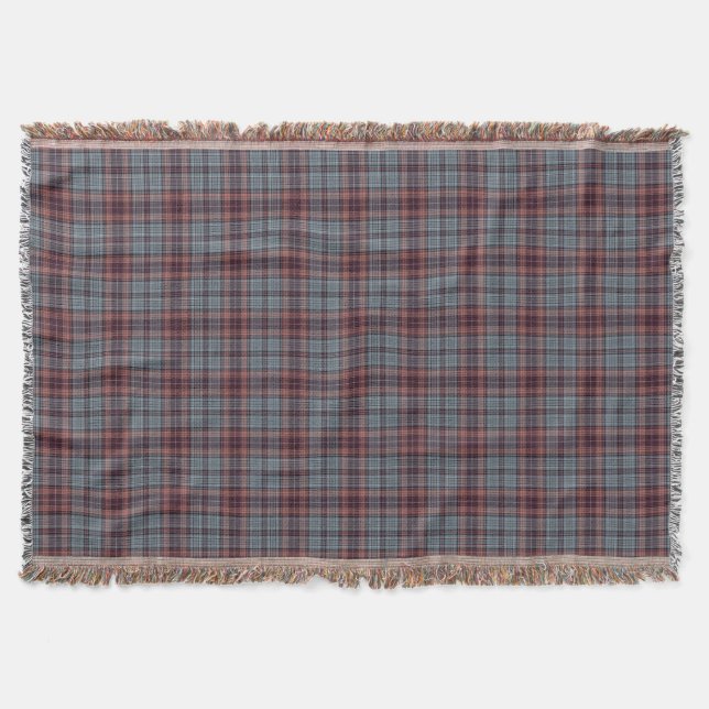 Blaues Grauroter Tartan kariert Decke (Vorderseite)