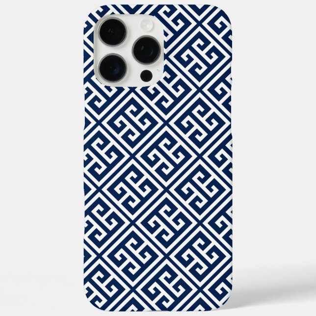 Blaues griechisches Schlüsselmuster Case-Mate iPhone Hülle (Rückseite)