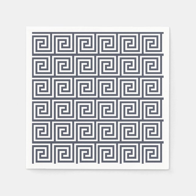 Blaues griechisches Schlüsselmuster Serviette (Vorderseite)