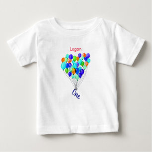 Blaues Grün-Junge BALLON personalisierter Baby T-shirt