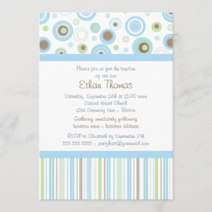 Blaues Grün-laden süße Baby-Tupfen-Taufe ein Einladung