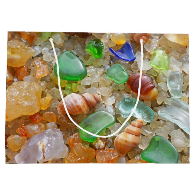 Blaues Grün Seaglass Geschenk sackt Große Geschenktüte (Rückseite)