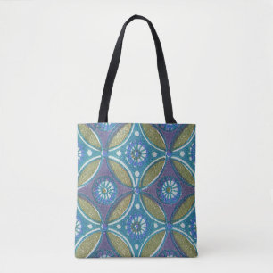Blaues grünes Rustikales Boho Geometrisches Zirkel