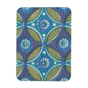 Blaues grünes Rustikales Boho Geometrisches Zirkel Magnet