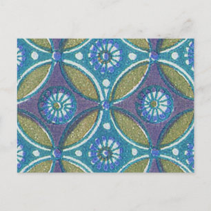 Blaues grünes Rustikales Boho Geometrisches Zirkel Postkarte