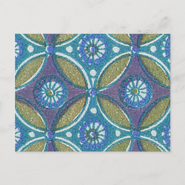 Blaues grünes Rustikales Boho Geometrisches Zirkel Postkarte (Vorderseite)