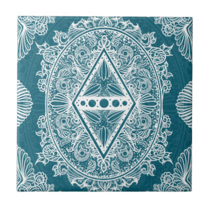 Blaues grünes Zeitalter des Erwachens, bohmisch, n Fliese