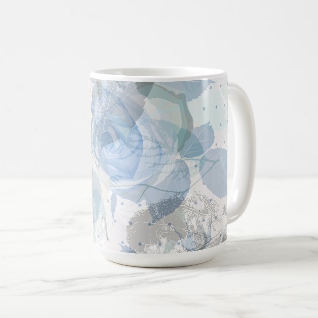 Blaues Grunge-Design für Rose Kaffeetasse (VorderseiteRechts)