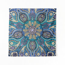 Blaues Grünlila keltische Mandala-Wand-Tapisserie