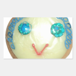 Blaues Haar Emoji Kunst Druck/Grafik Rechteckiger Aufkleber