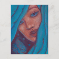 Blaues Haar Meerjungfrau Portrait Fantasy Pastel M