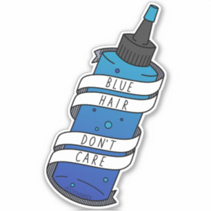 Blaues Haar Pflege Cartoon Flasche Aufkleber