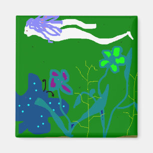 blaues Haar-Schwimmen Magnet